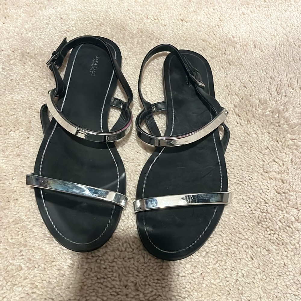 Zara Black with Silver Sandals- sz 39